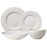 Villeroy & Boch Manufacture Rock Blanc Geschirr-Set, 4-teilig, wunderschön...