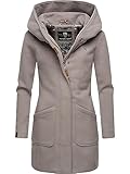 MARIKOO Damen Wollmantel Warmer Trenchcoat mit Kapuze Maikoo Zinc Grey Gr....