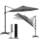 KESSER® Sonnenschirm Ampelschirm SUN Rund XL Ø330 cm Inkl. Abdeckung,...