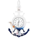 HOODANCOS Wanduhr mit Segelboot und Bootsanker im Mediterranen Stil...