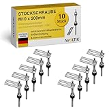 Avoltik Stockschrauben Edelstahl M10 x 200 mm mit Adapterblech I 10 Stück...