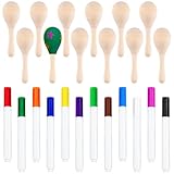 Morcheiong Mini-Maracas aus Holz für Kinder mit 12 mehrfarbigen Stiften,...