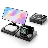 [Magnetisches kabelloses Ladegerät für iPhone] 3 in 1 für Reisen 15W...