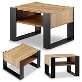 defiPad Wohnzimmertisch für Couch | Klein Couchtisch Schwarz Eiche mit...