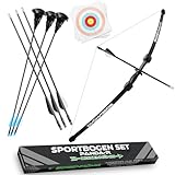 Bogenkönig Pfeil und Bogen Kinder Set-Einsteiger Sportbogen mit 6 Pfeilen...