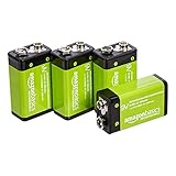 Amazon Basics - 9-V-Zellen, wiederaufladbare Batterien, 200 mAh NiMH,...