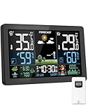 HAOYAO Wetterstation Funk mit Außensensor, Farbdisplay, Wettervorhersage,...