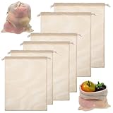 TIESOME 6 Stück Obstnetz Baumwolle Einkaufsnetz, Wiederverwendbare...