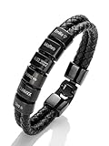 MYCLUSIV® Personalisiertes Lederarmband Herren Schwarz mit Namen - Armband...