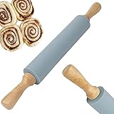 Retoo Nudelholz Silikon Teigroller mit Holzgriff und Antihaft Oberfläche...