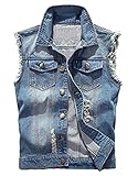 MERCIY Herren Beiläufiger Denim Weste Jacke Klassische ärmel Dünne...