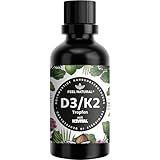 Vitamin D3/K2 Tropfen (50 ml) - 1000IE Vitamin D3 pro Tropfen -...