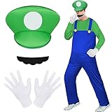 Aomig Kostüm Erwachsene, 4 Stück Bros Cosplay Kostüm mit Mütze Hose...