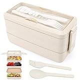 3-Lagen Brotdose Bento-Box für Erwachsene, 4-in-1 Meal prep Boxen mit...