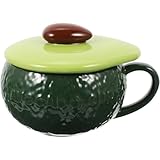 FUNNETOYU Keramiktasse mit Deckel Fruchtförmiger Mehrwegbecher für...