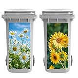 Mülleimer Blumen Aufkleber, 2 Blätter Mülltonnen Aufkleber Blumen...
