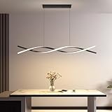 Mikeru Moderne LED Pendelleuchte 120cm, Schwarzes Dimmbares Esszimmerlicht...