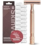 SkinVe® Premium Rasierhobel in Rosegold für Damen inkl. 20 Rasierklingen...