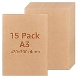 AKOLAFE 15 Stück MDF Platten 4mm MDF Platte A3 Hartfaserplatte 420 x 300 x...