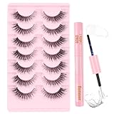 Poiuyoiu Fluffy Clear Strip Wimpern-Set mit Kleber und Entferner für...