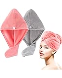 Lumimi 2er-Set Haarturban Kopfhandtuch aus Mikrofaser Extra Saugfähig...