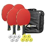 JOOLA Tischtennis-Set Quattro, 4 Tischtennisschläger + 10...