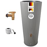4rain Vaso 2in1 Decor Regentonne 220 Liter zinkgrau inkl....