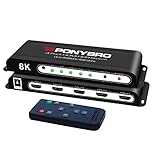 PONYBRO HDMI 2.1 Switch, 8 K, A, 120 Hz, mit Fernbedienung,...