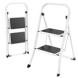 HBTower Leiter 2 Stufen Klappbar, Trittleiter mit Anti-Rutsch-Pedal,...