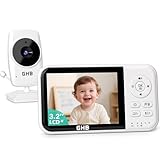 GHB Babyphone mit Kamera Baby Monitor 3,2 Zoll LCD 2100 mAh Akku 2X Zoom...