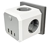 7-in-1 Steckdosenwürfel mit Kabel 3 Fach Mehrfachsteckdose mit USB C -...