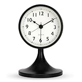 Lafocuse Wecker Analog Ohne Ticken, Tischuhr Metall Schwarz mit Nachtlicht...