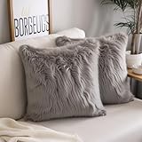 DQMEN Kissenbezüge, Kunstpelz, Deluxe, dekorativ, für Sofa, Schlafzimmer,...