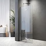 Duschabtrennung Walk in 90x185cm Dusche Duschwand Doppel Faltbar Walk-in...