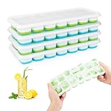 4 Pack Silikon Eiswürfelform Mit Decke, RISVOWO EiswüRfelbehäLter BPA...