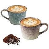 Tasse Keramik, Kaffeetasse 350ml 2er Set, Retro Teetasse Milchtasse, Coffee...