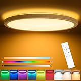 LED Deckenleuchte Dimmbar mit Fernbedienung, 24W Deckenlampe RGB...
