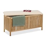 Relaxdays Wäschetruhe mit Sitz, Badhocker mit Stauraum, 100 l...