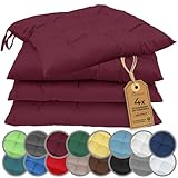 NatureMark 4er Set Stuhlkissen mit Bändern 40x40 cm – Gefüllte...