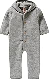 Engel-Natur Baby Overall mit Kapuze aus Bio Schurwoll-Fleece, Hellgrau...