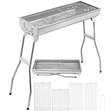Holzkohlegrill 73 * 28 * 76cm, Klappgrill Edelstahl, Tragbarer Kohlegrill,...