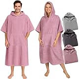 CalmyBEACH Frottee Badeponcho Damen Herren - Strandponcho 100% Baumwolle...