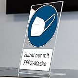 Hinweis - Zutritt nur mit FFP2 Maske - / Maskenpflicht FFP 2 / KN95 Maske...