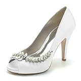 Gycdwjh Hochzeitsschuhe Damen Pumps Mit Absatz Satin Peeptoes High Heels...