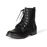 Amazon Essentials Damen Kampfstiefel mit Schnürung, Schwarz, 43 EU