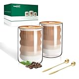 twoant Latte Macchiato Gläser Set (2 x 400ml) Doppelwandige Gläser...