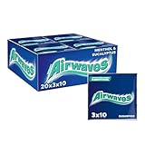 Airwaves Kaugummi, Menthol & Eucalyptus, Blau, zuckerfrei, 20 x 3 Packungen...