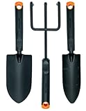 Fiskars Gartenwerkzeuge-Set, 3-teilig, Blumenrechen, Blumenkelle,...