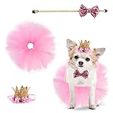 Nicoone Hund Tutu Rock Fliege Krone Hut Set,3 Stück Nette Tutu Kleider...