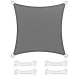 SONGMICS Sonnensegel 5 x 5 m, Sonnenschutz aus HDPE-Gewebe,...